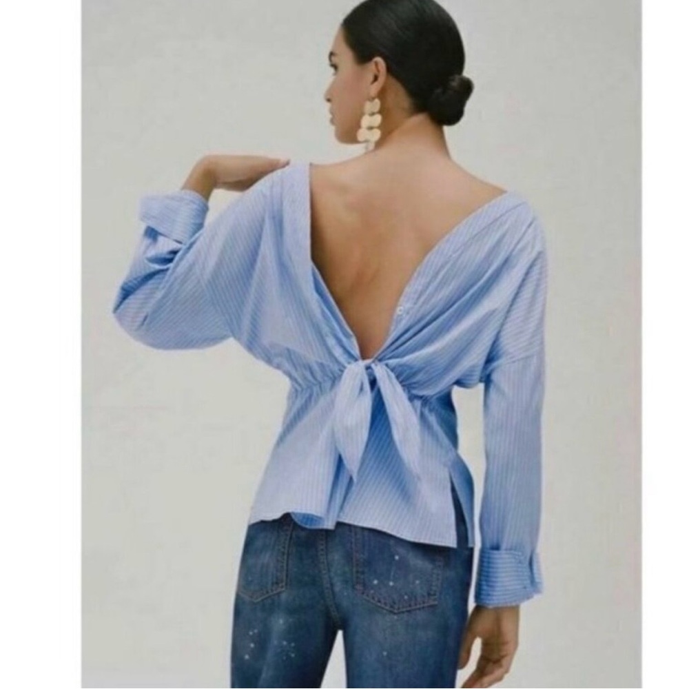 NWT! Harshman for Anthropologie | Amelia Shirt | Blue Pinstripes | M